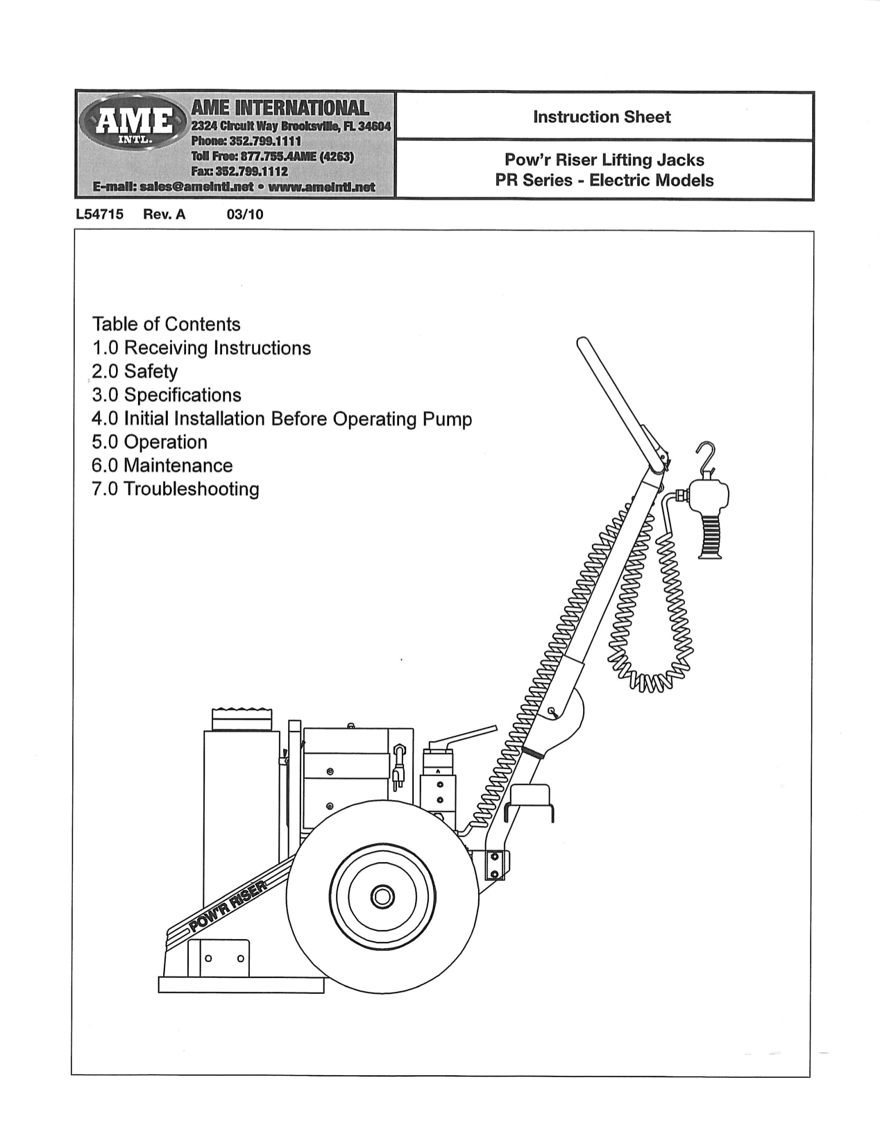 Pow'r Riser Electric Instructions PDF
