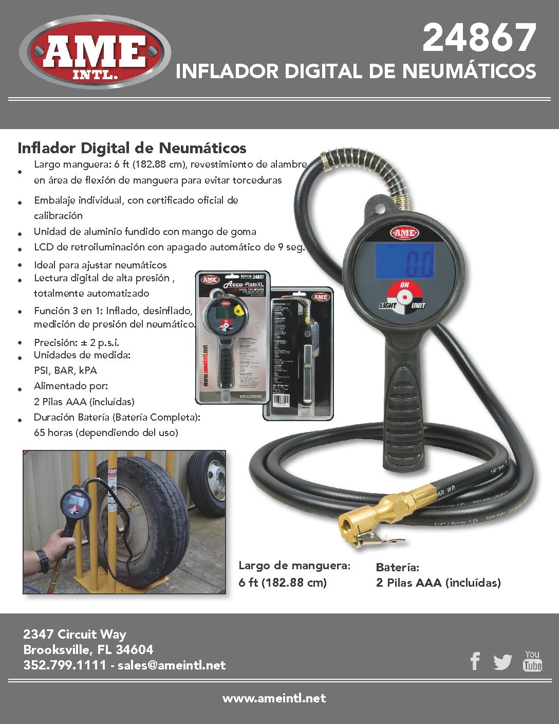24867 Digital Tire Inflator Product Flyer_Spanish - AME INTL